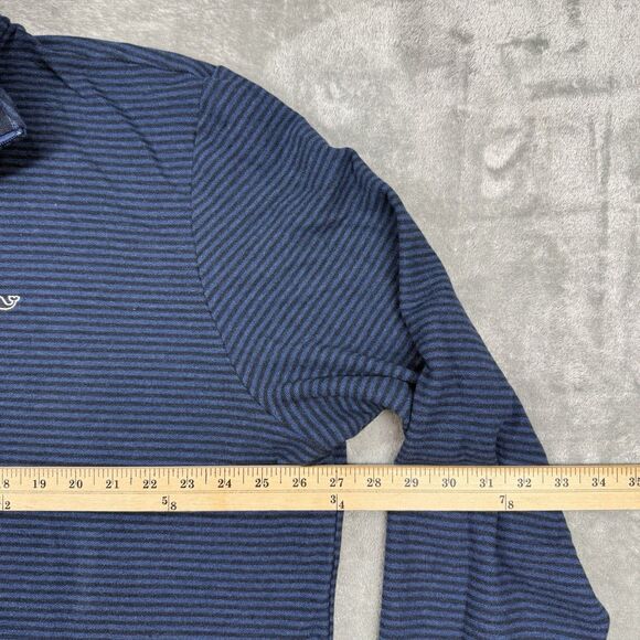 Vineyard Vines Pullover Men’s XXL Blue Black Striped Pima Cotton Mock Neck - Picture 4 of 6